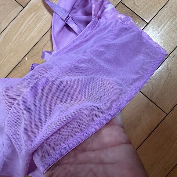 AUDEN Silky Lilac Heart Bralette Crop Top Corset Size Small Mesh back - Picture 6 of 6